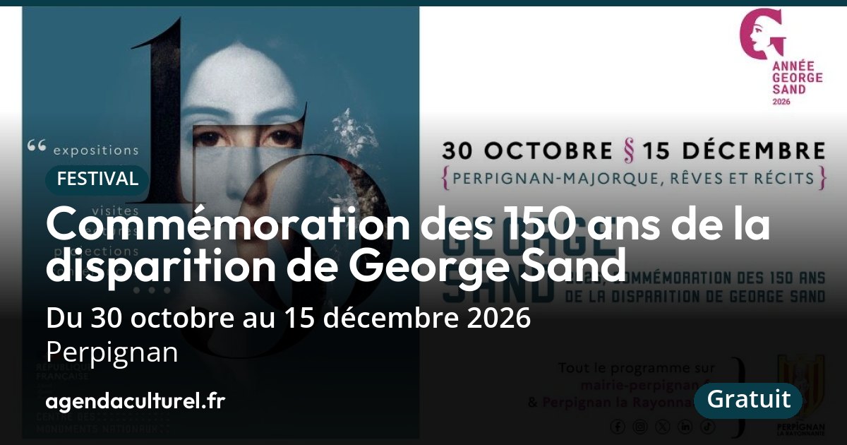 Hommage à George Sand à Perpignan du 30 oct. au 15 déc. 2026